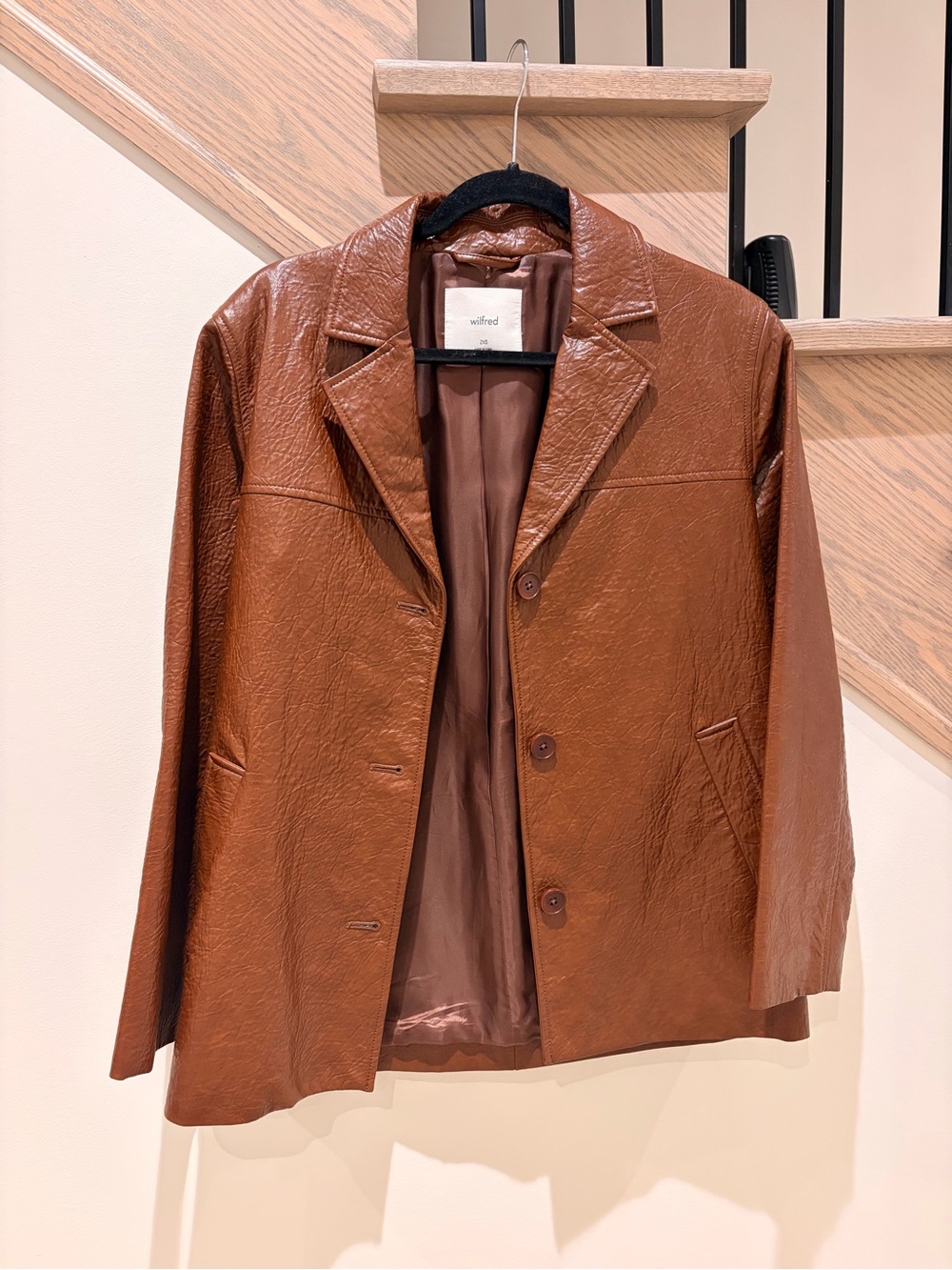 Wilfred Cognac Faux-Leather Jacket